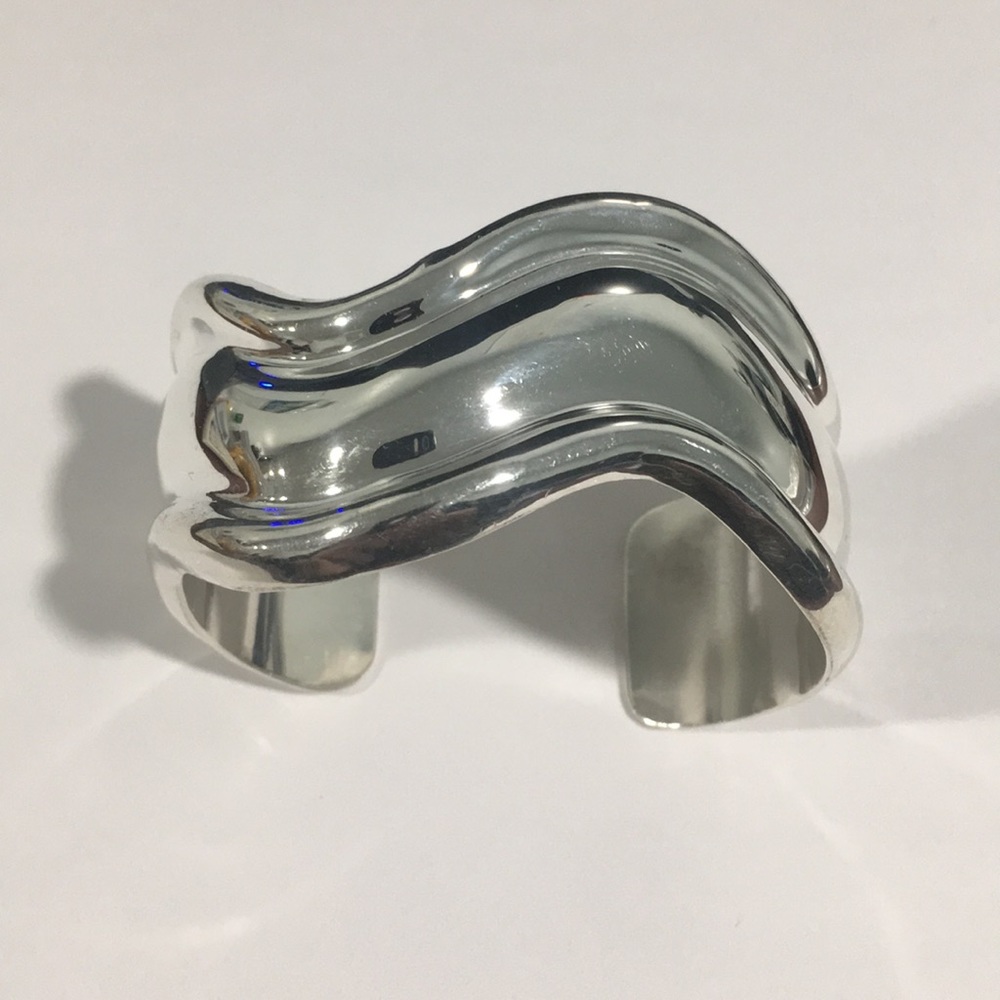 Sterling Silver 925 Curved Bangle Bracelet